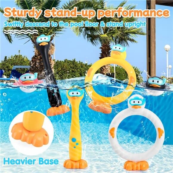 9 PCS Swimming Pool Diving Rings, Summer‎ Pool Duck Pool Diving Toys for Kids - Picture 3 of 7